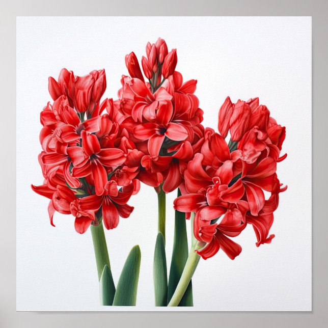 Red Hyacinth Flower Art Impressão Poster (Frente)