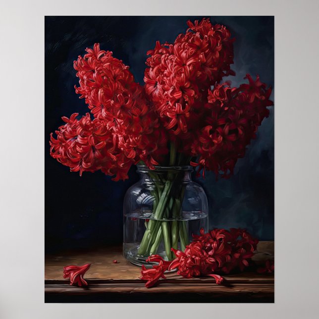 Red Hyacinth Flowers Art Impressão Poster (Frente)