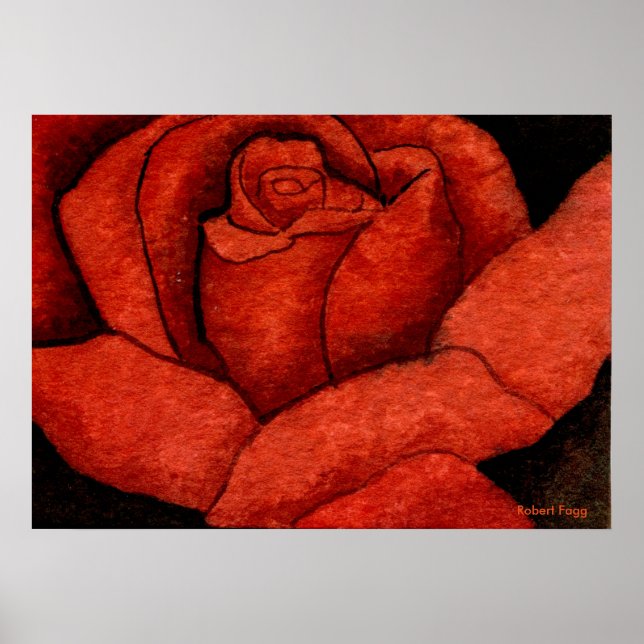 "Red Hybrid Tea Rose" Rose Garden Floral Poster (Frente)