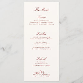 Red Illustrated Swans Whimsical Wedding Menu