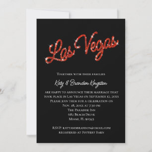 Red Las Vegas Sparkles Posta Convite para Casament