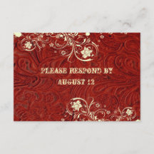 Red Leather e Lace RSVP com envelopes