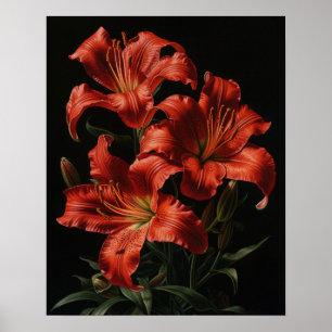 Red Lily Flowers Art Impressão Poster