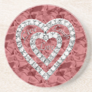 Red Live Laugh Love Diamond Heart Porta copos