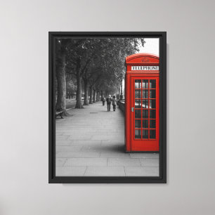 Red London Phone Booth enquadrado Canvas Art