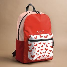 Red Love Hearts Gingham Xadrez Nome Personalizado