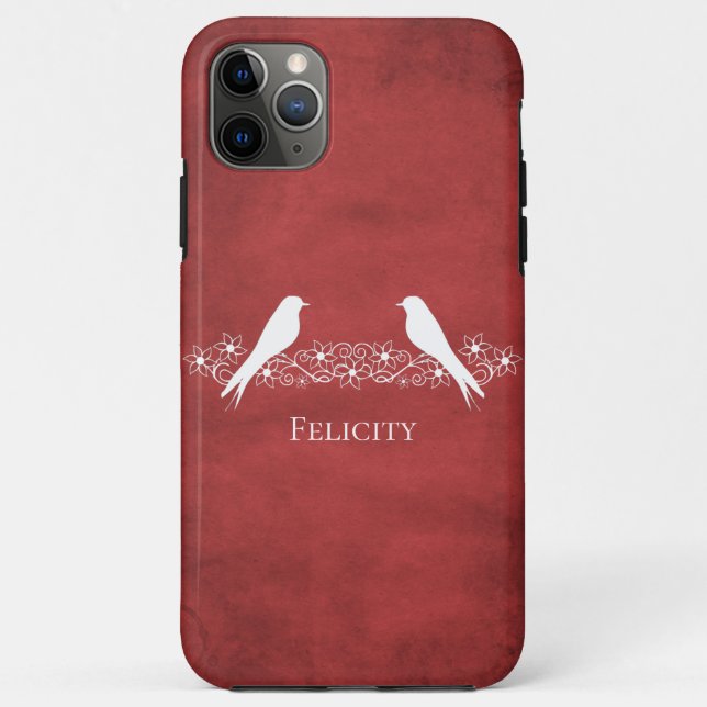 Red Lovebird Floral Vine capas de iphone (Verso)