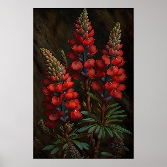 Red Lupine Flower Art Impressão (Frente)