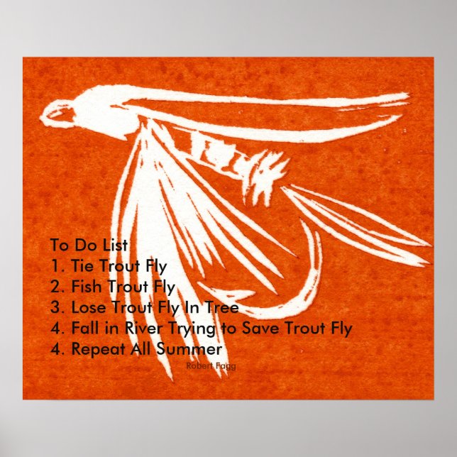 "Red Midge - Trout Fly To Do List" Poster (Frente)