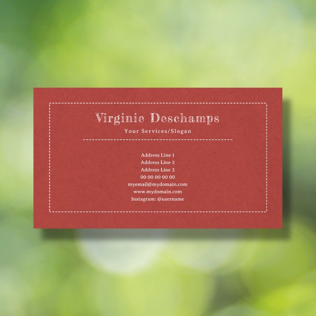 Red Minimalist Kraft Rustic Cartão de visita (Kraft & Rustic Red Business Card)
