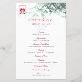 Red/Mint Bamboo Sai do Programa de Casamento Chinê