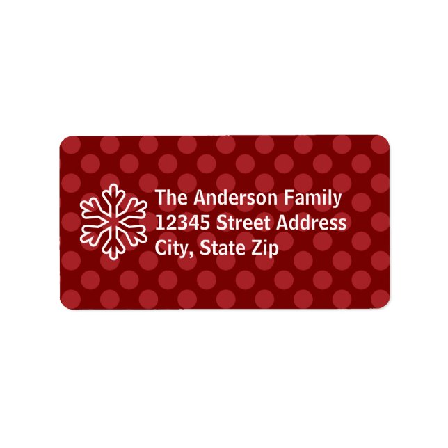 Red Mod Dots Snowflake - Etiqueta de Endereço (Frente)