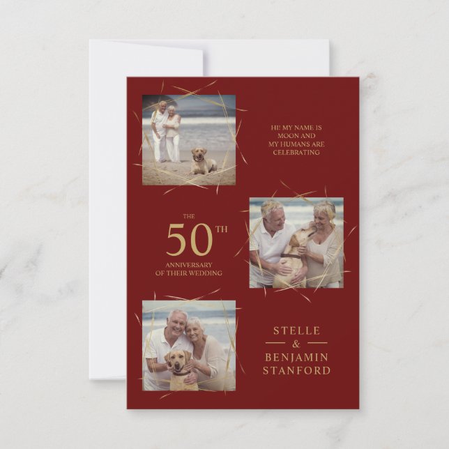 Red Modern 3 Fotografias Pet All Wedding Anniversá (Frente)