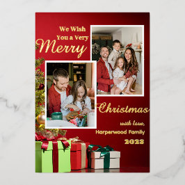 Red Modern Elegant Family Feliz Foto de Natal