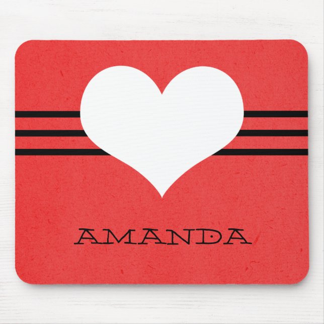 Red Modern Heart Mousepad (Frente)