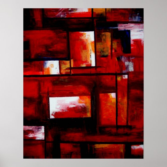 Red Modern Oriental Abstrato Impressão (Frente)