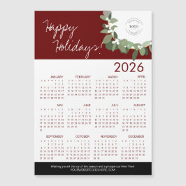 Red Modern Wreath Your Logo aqui Calendar 2026