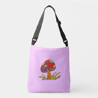 Red Mushroom with light purple background Tote