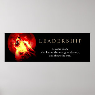 Red Night Fulmoon Leadership Wolf Poster