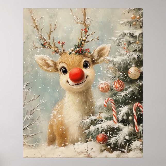 Red Nose Reindeer Christmas Poster (Frente)