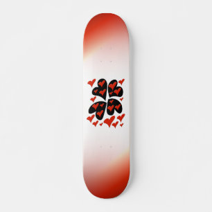 Red on Black Heart Skateboard