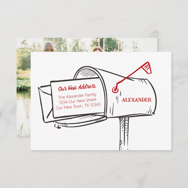 Red Our New Address Mailbox Movendo (Frente/Verso)