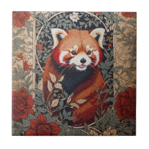 Red Panda Elegante William Morris Inspirou Floral