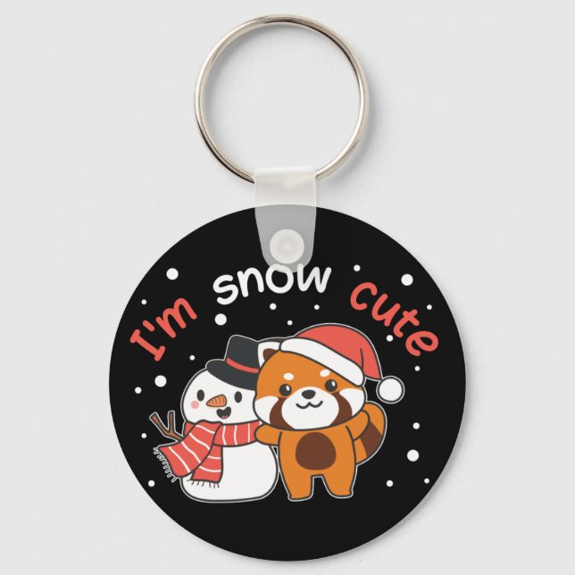 Red Panda, sou Snow Cute Snowman Snowman Chaveiro (Frente)