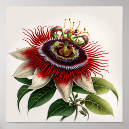 Red Passion Flower Art Impressão Poster