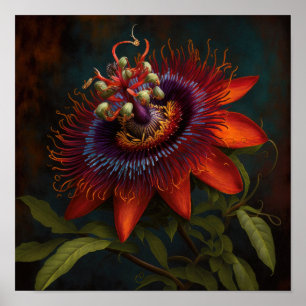 Red Passion Flower Art Impressão Poster