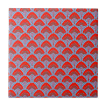 Red Peacock Feather Decorative Ceramic Tile