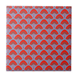 Red Peacock Feather Decorative Ceramic Tile