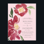 Red Peonies Casamento Blush de Convite<br><div class="desc">Red Peonies Casamento Palavra de Convite</div>