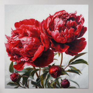 Red Peonies Flower Art Impressão Poster