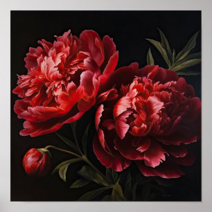 Red Peonies Flower Art Impressão Poster
