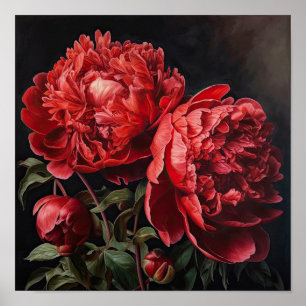 Red Peonies Flower Art Impressão Poster