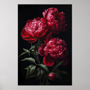 Red Peonies Flower Art Impressão Poster