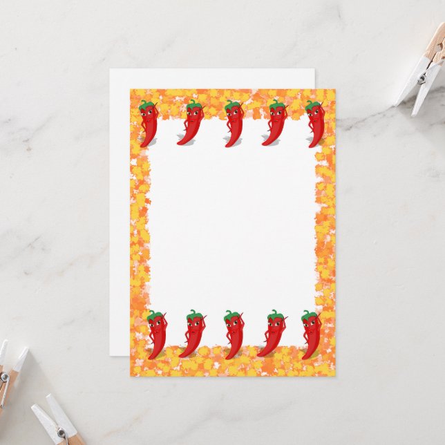 Red Pepper Diva Cartoon Convite (Frente/Verso In Situ)