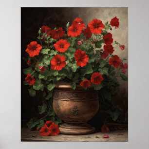 Red Petunia Flowers Art Impressão Poster