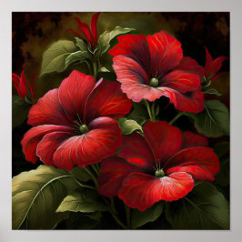 Red Petunias Flower Art Impressão Poster