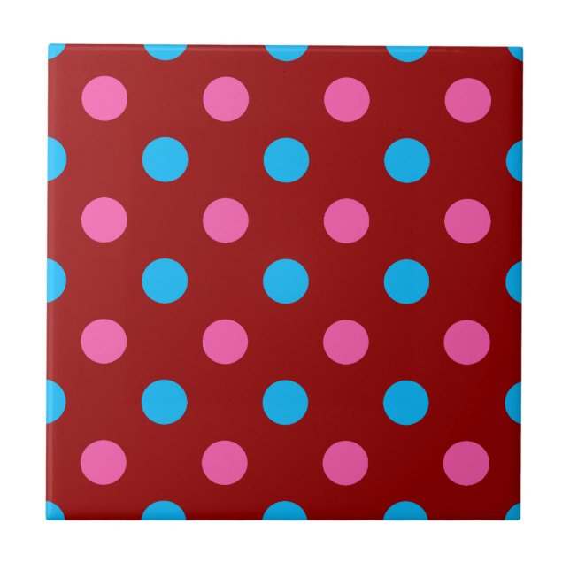 Red Pink Blue Polka Dot Pattern (Frente)