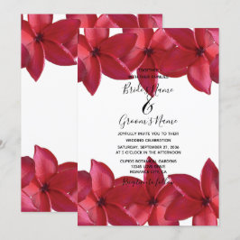 Red Plumeria Frangipani Convites para Casamento