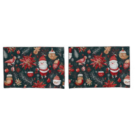 Red Poinsettia, Papai Noel, Pássaro, Bauble, Neve