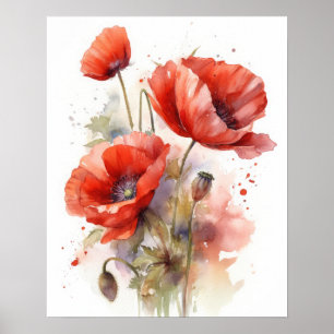 Red Poppy Flowers Art Impressão
