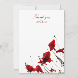 Red Poppy Obrigado Cartões