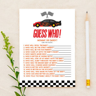 Red Race Car Adivinha Quem Joga O Chá de fraldas