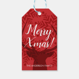 Red Reindeer - Etiqueta de Presente Natal