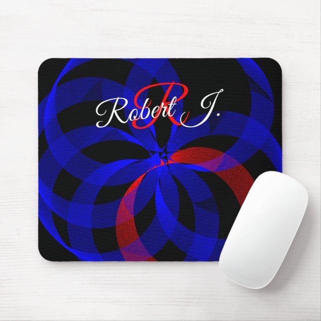 Red Revolving Accent Geometric Mouse Pad (Com mouse)