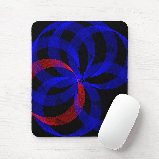 Red Revolving Accent Geometric Mouse Pad (Com mouse)