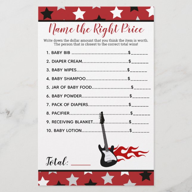 Red Rock Star Rockabye Chame o Jogo do Chá de Preç (Frente)